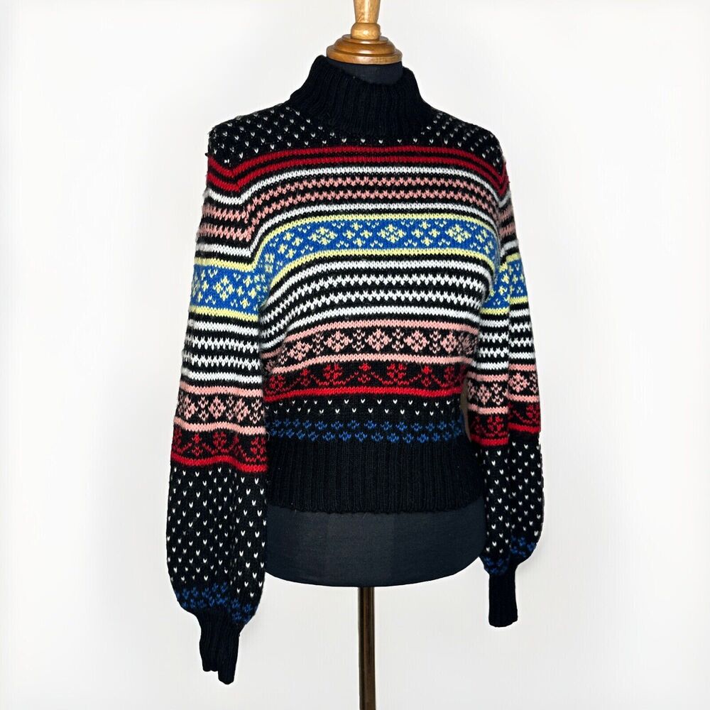 American Eagle Outfitters Multicolor Striped Sweaters Mock Neck Size XS Retro